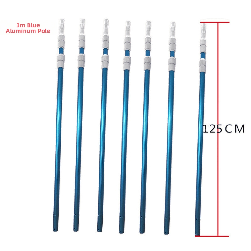 Telescopická hliníková tyč do bazéna na čistenie a záchranu, s mrežovým príslušenstvom (Hliník • Čistenie a záchrana • Mrežové príslušenstvo)