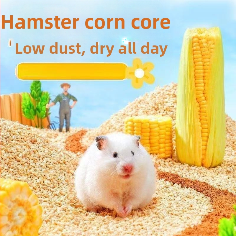 Posteľ pre škrečka: kukuričné šupky, drevené triesky a močový piesok pre zlaté škrečky