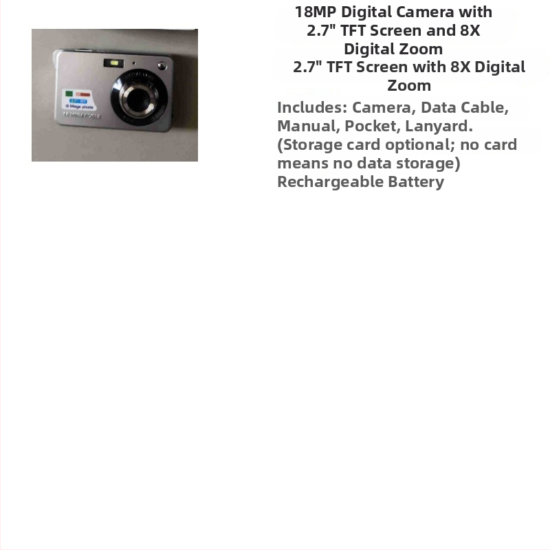 Detský digitálny fotoaparát s mini teleobjektívom, 1600 efektívnych pixelov, podpora SD karty, bez vnútornej pamäte