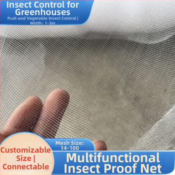 Polietilenska mreža protiv insekata s 60‑mrežom za staklenike, vrtlarstvo, cvijeće i voćke, akvakultura; promjer žice 0,1 mm; vijek trajanja 3–5 godina.