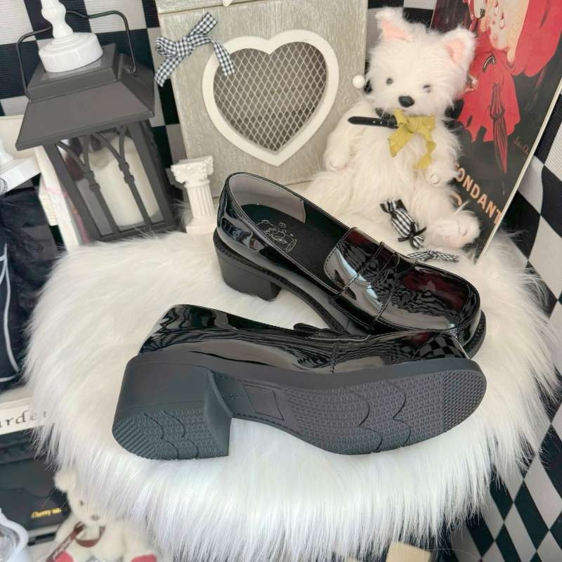 Mary Jane cipele, japanskog stila, unisex (okrugli vrh, srednje visoka gornja od mikrovlakna, PVC potplat, peta >8 cm)