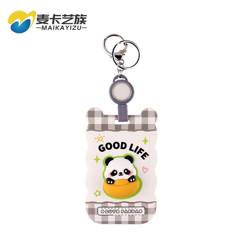 Θήκη καρτών με επεκτεινόμενο λουρί (badge reel), Cartoon στυλ, ABS υλικό, κατάλληλη για φοιτητικές Campus κάρτες και επαγγελματικά διαπιστευτήρια