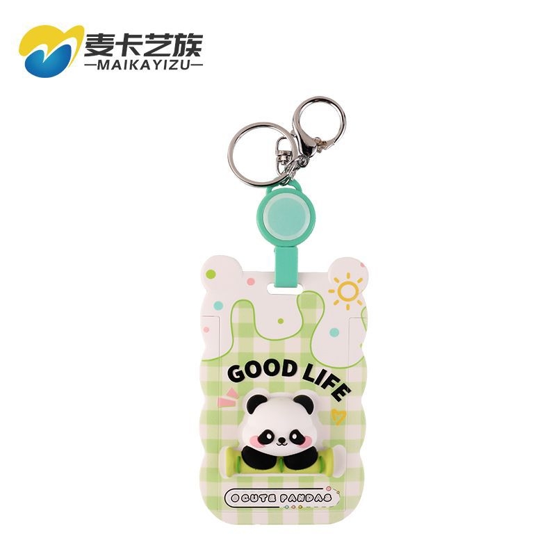 Θήκη καρτών με επεκτεινόμενο λουρί (badge reel), Cartoon στυλ, ABS υλικό, κατάλληλη για φοιτητικές Campus κάρτες και επαγγελματικά διαπιστευτήρια