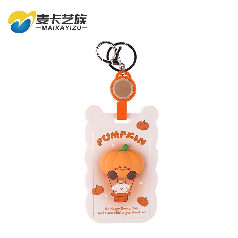 Θήκη καρτών με επεκτεινόμενο λουρί (badge reel), Cartoon στυλ, ABS υλικό, κατάλληλη για φοιτητικές Campus κάρτες και επαγγελματικά διαπιστευτήρια