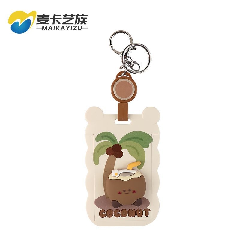 Θήκη καρτών με επεκτεινόμενο λουρί (badge reel), Cartoon στυλ, ABS υλικό, κατάλληλη για φοιτητικές Campus κάρτες και επαγγελματικά διαπιστευτήρια