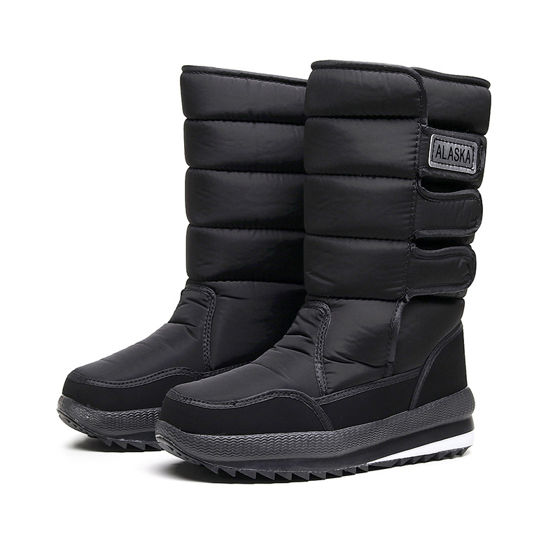 Ghete de zăpadă pentru bărbați și femei, căptușite cu fleece și bumbac, antiderapante, rezistente la uzură, de exterior, înălime medie