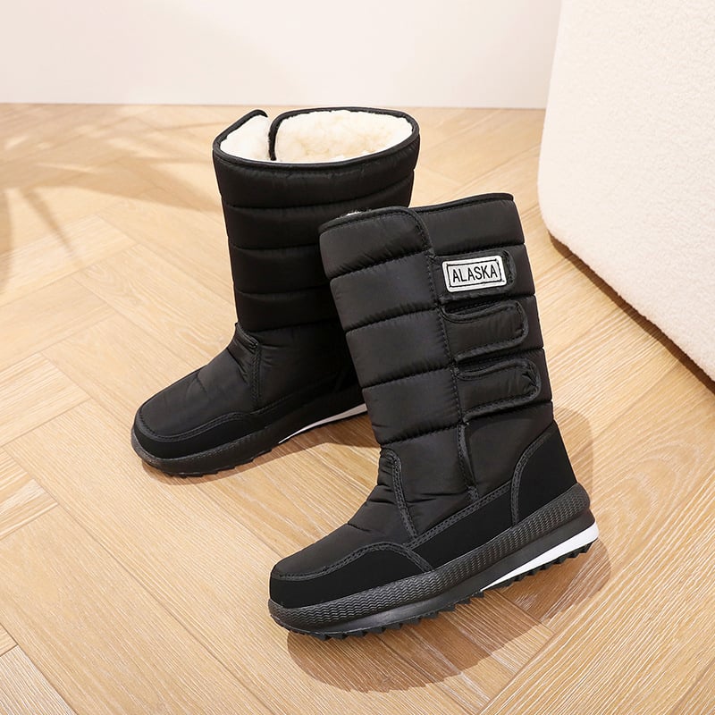 Ghete de zăpadă pentru bărbați și femei, căptușite cu fleece și bumbac, antiderapante, rezistente la uzură, de exterior, înălime medie