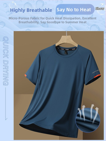 NIUDI kratki rukav, brzo sušeći T-shirt, prozračna mrežasta prugasta tkanina, materijal od mješavine sintetičkih vlakana, unisex za odrasle