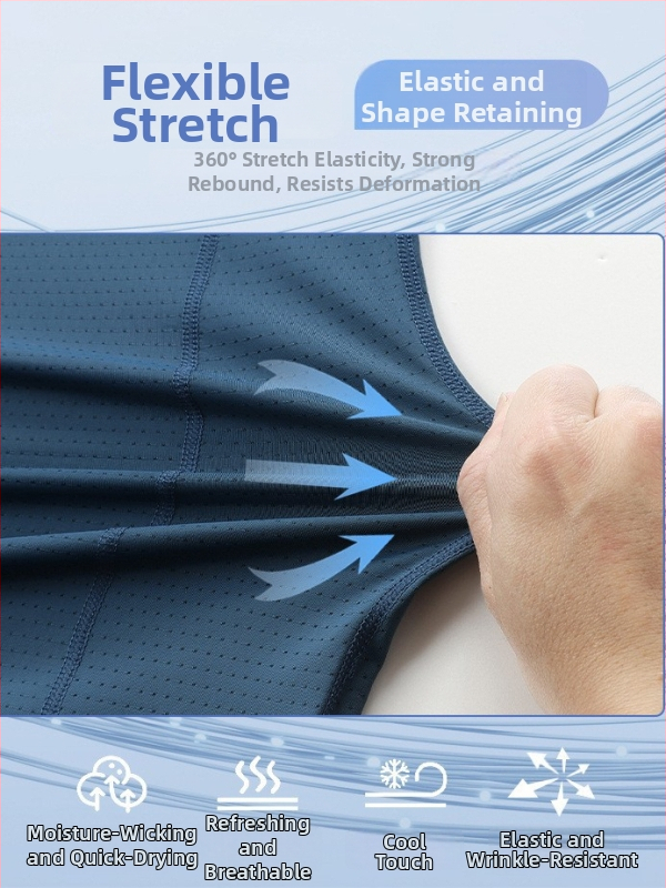 NIUDI kratki rukav, brzo sušeći T-shirt, prozračna mrežasta prugasta tkanina, materijal od mješavine sintetičkih vlakana, unisex za odrasle