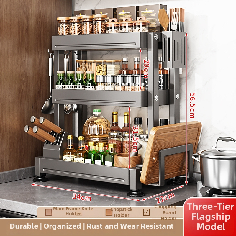 Višenamjenski metalni kuhinjski stalak za nože, štapiće i začine