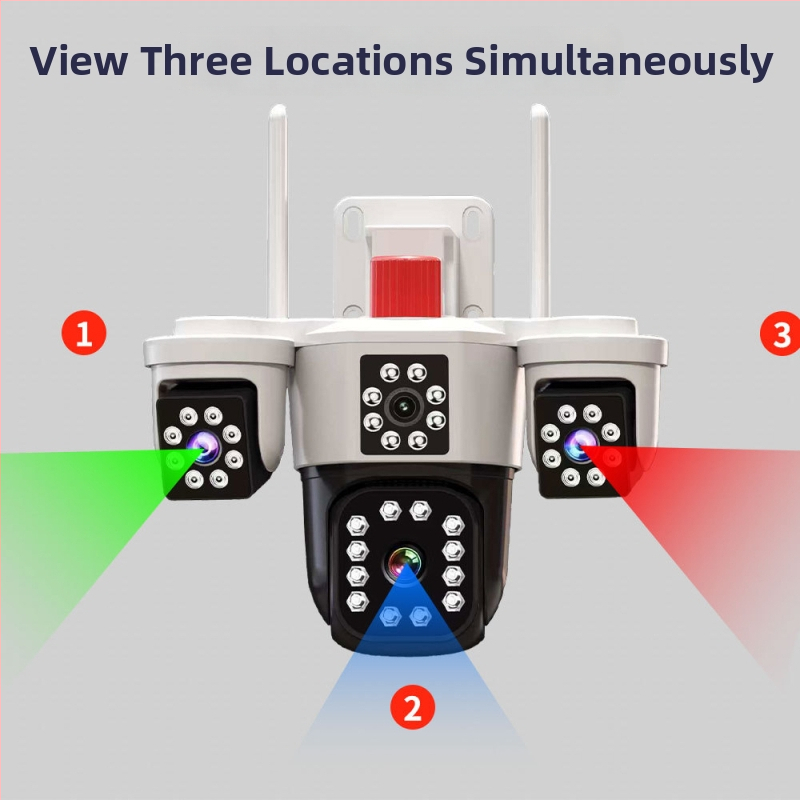 Kültéri háromlencsés IP-kamera WiFi-vel, 1440p felbontás, 3,6 mm objektív, IR éjjellátás 8–15 m, riasztás humanoid követésre