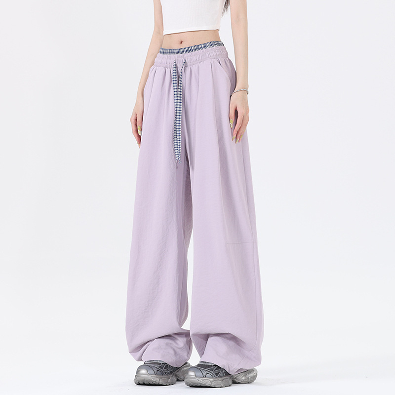 Hlače za brzo sušenje, otporne na habanje, mješavina kemijskih vlakana, karirani uzorak, za ljeto