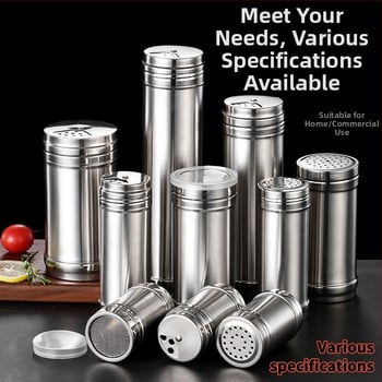 Recipient din oțel inoxidabil pentru condimente de grătar, cu imprimare a logo-ului și personalizare — design modern minimalist