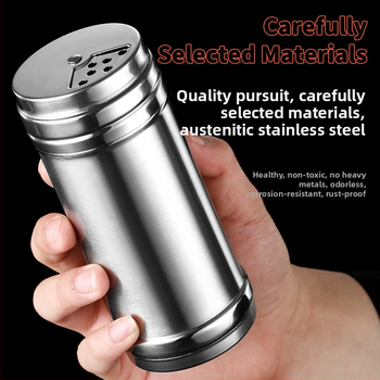 Recipient din oțel inoxidabil pentru condimente de grătar, cu imprimare a logo-ului și personalizare — design modern minimalist