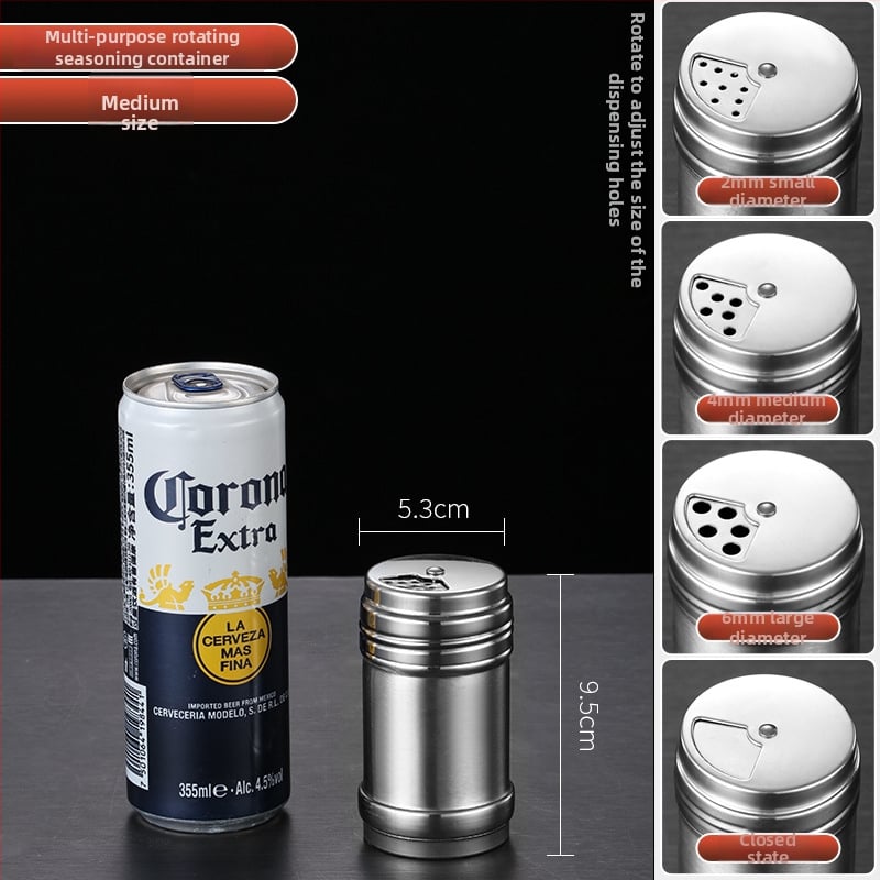 Recipient din oțel inoxidabil pentru condimente de grătar, cu imprimare a logo-ului și personalizare — design modern minimalist