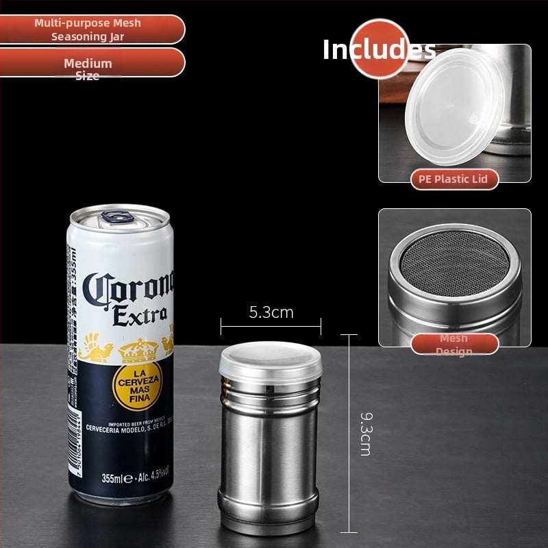 Recipient din oțel inoxidabil pentru condimente de grătar, cu imprimare a logo-ului și personalizare — design modern minimalist