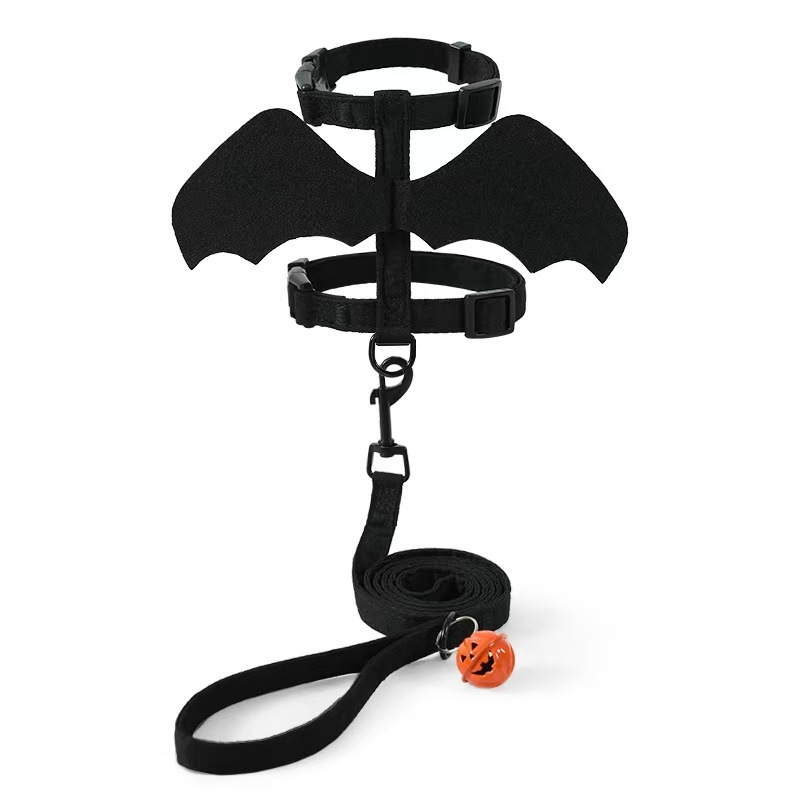 Hamn za mačku s motivom šišmiša za Noć vještica, I-oblik, podesiv, od tkanine