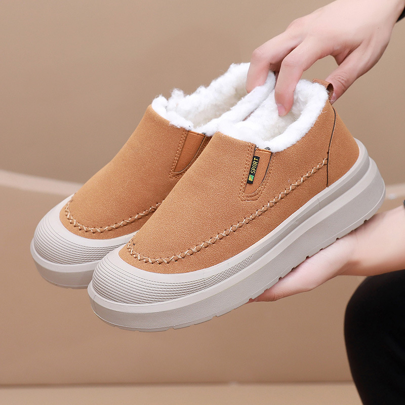 Zimske muške čizme za snijeg Slip-On s velurovim gornjim dijelom, gumom na podlozi, debelim podnožjem, povećanjem visine i protukliznim potplatom