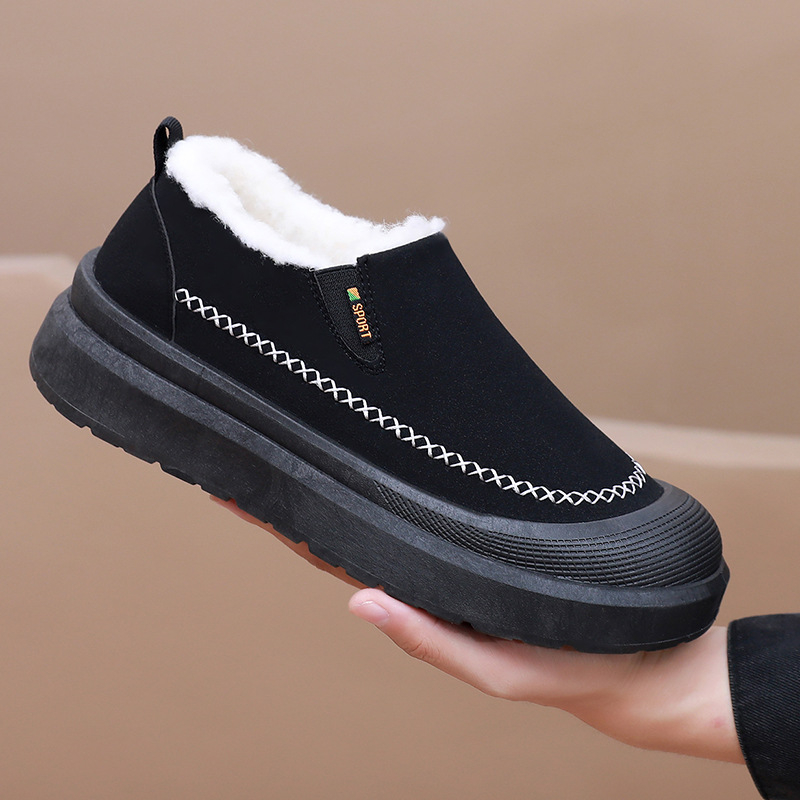 Zimske muške čizme za snijeg Slip-On s velurovim gornjim dijelom, gumom na podlozi, debelim podnožjem, povećanjem visine i protukliznim potplatom