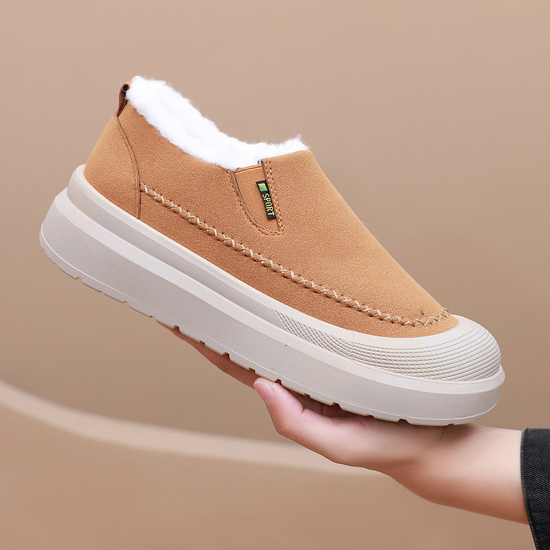 Zimske muške čizme za snijeg Slip-On s velurovim gornjim dijelom, gumom na podlozi, debelim podnožjem, povećanjem visine i protukliznim potplatom