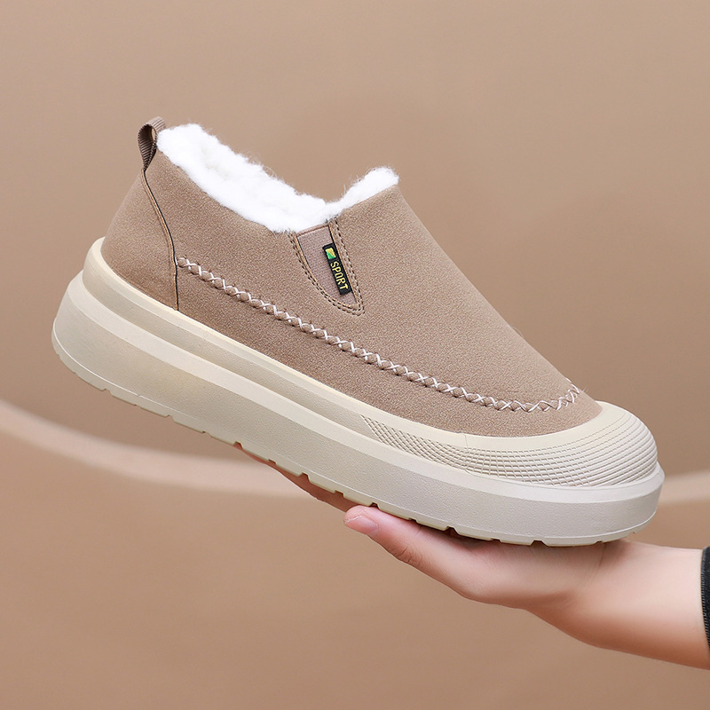 Zimske muške čizme za snijeg Slip-On s velurovim gornjim dijelom, gumom na podlozi, debelim podnožjem, povećanjem visine i protukliznim potplatom