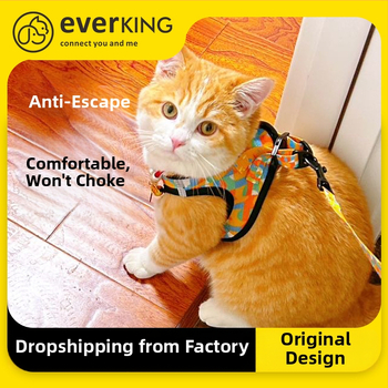 EVERKING Macska mellény-stílusú hám és póráz készlet, anti-evadás, anti-tekergés; Anyag: háló + twill szalag