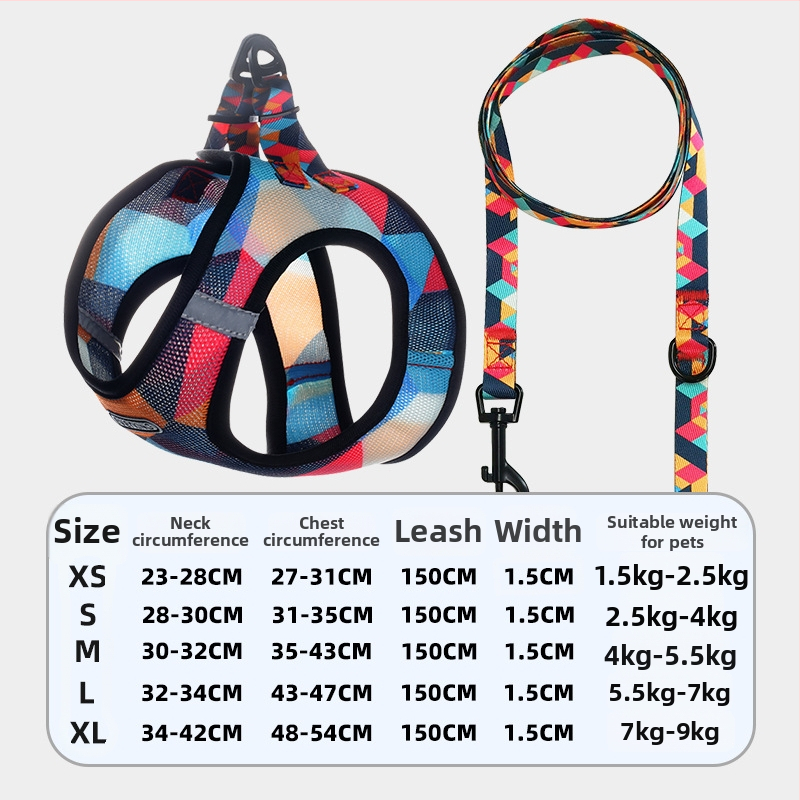 EVERKING Macska mellény-stílusú hám és póráz készlet, anti-evadás, anti-tekergés; Anyag: háló + twill szalag