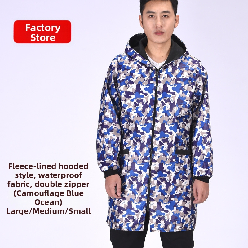 Ανδρικό μπουφάν εργασίας με φλις επένδυση, αδιάβροχο, προστασία από σκόνη, με κουκούλα, βαμβακο-πολυεστερικό ύφασμα.