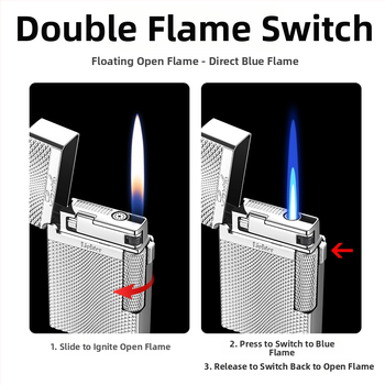 Μεταλλικός αναπτήρας AW758 Langsheng με διπλό φλόγιστρο, ανθεκτικός στον άνεμο, δυνατότητα εκτύπωσης λογότυπου