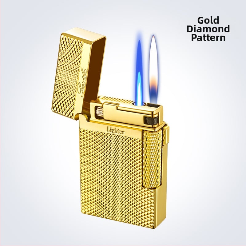 Μεταλλικός αναπτήρας AW758 Langsheng με διπλό φλόγιστρο, ανθεκτικός στον άνεμο, δυνατότητα εκτύπωσης λογότυπου