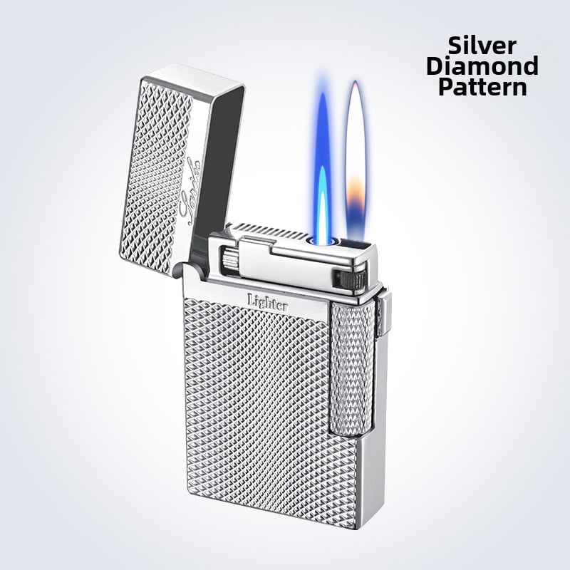 Μεταλλικός αναπτήρας AW758 Langsheng με διπλό φλόγιστρο, ανθεκτικός στον άνεμο, δυνατότητα εκτύπωσης λογότυπου