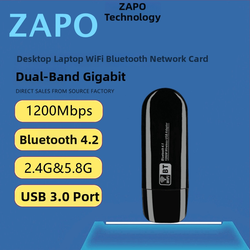 ZAPO W50L-5DB adaptor USB Wi‑Fi, RTL8812AU, 1200Mbps, dual-band 2.4/5GHz, suportă IEEE 802.11ac/a/b/g/n