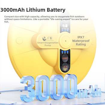 Guangjiang hordozható úszó oxigénpumpa horgászathoz, DC-s tápegység, 32 dB zaj, 255 g tömeg