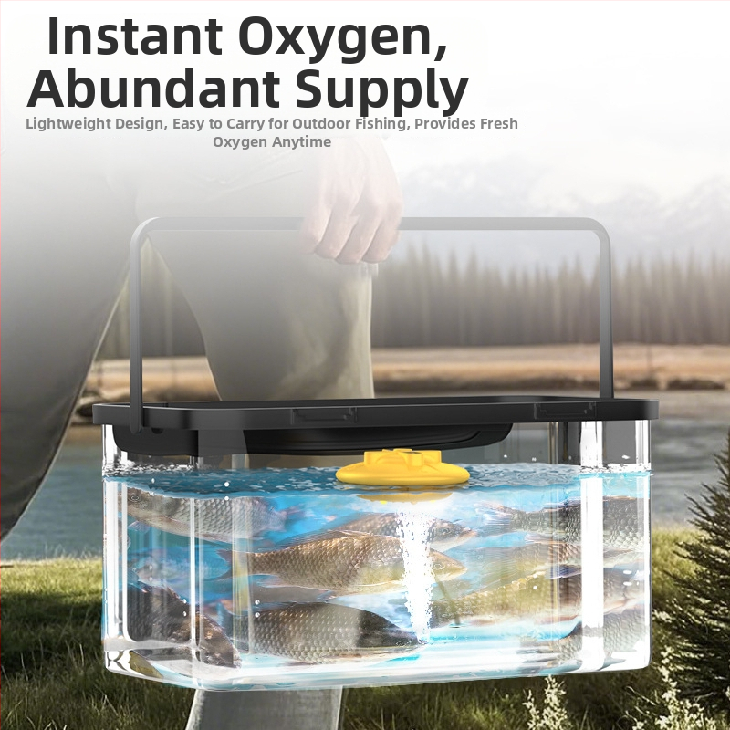 Guangjiang hordozható úszó oxigénpumpa horgászathoz, DC-s tápegység, 32 dB zaj, 255 g tömeg