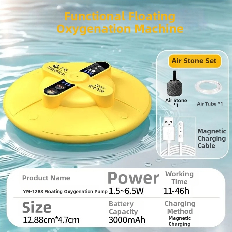 Guangjiang hordozható úszó oxigénpumpa horgászathoz, DC-s tápegység, 32 dB zaj, 255 g tömeg