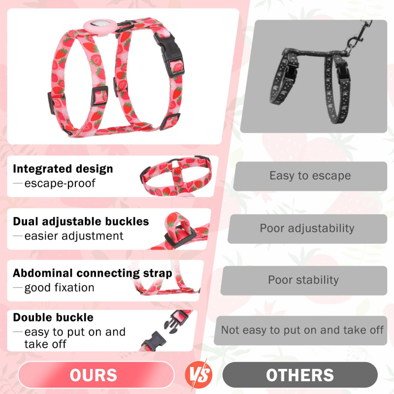 Set mačji prsluk i povodac, poliester, podesiv, otporan na klizanje