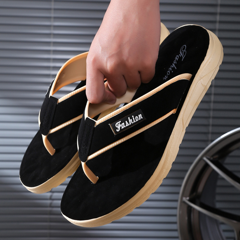 Férfi flip-flop papucs: műbőr felsőrész, gumi talp, injektált formájú talp, hétköznapi stílus, 2025 tavaszi kiadás