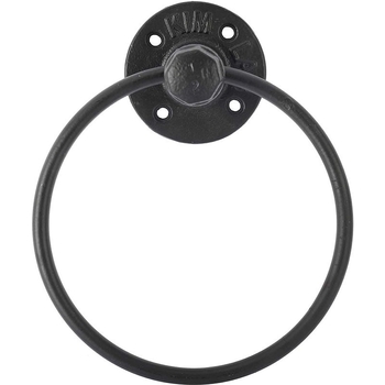 Ipari stílusú vas törölközőtartó — falra szerelhető, kör alakú ajtóhúzógyűrűvel, egylépcsős, sütőfesték felülettel, multifunkcionális