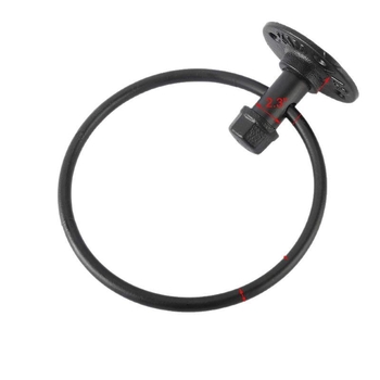 Ipari stílusú vas törölközőtartó — falra szerelhető, kör alakú ajtóhúzógyűrűvel, egylépcsős, sütőfesték felülettel, multifunkcionális