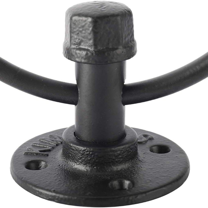 Ipari stílusú vas törölközőtartó — falra szerelhető, kör alakú ajtóhúzógyűrűvel, egylépcsős, sütőfesték felülettel, multifunkcionális