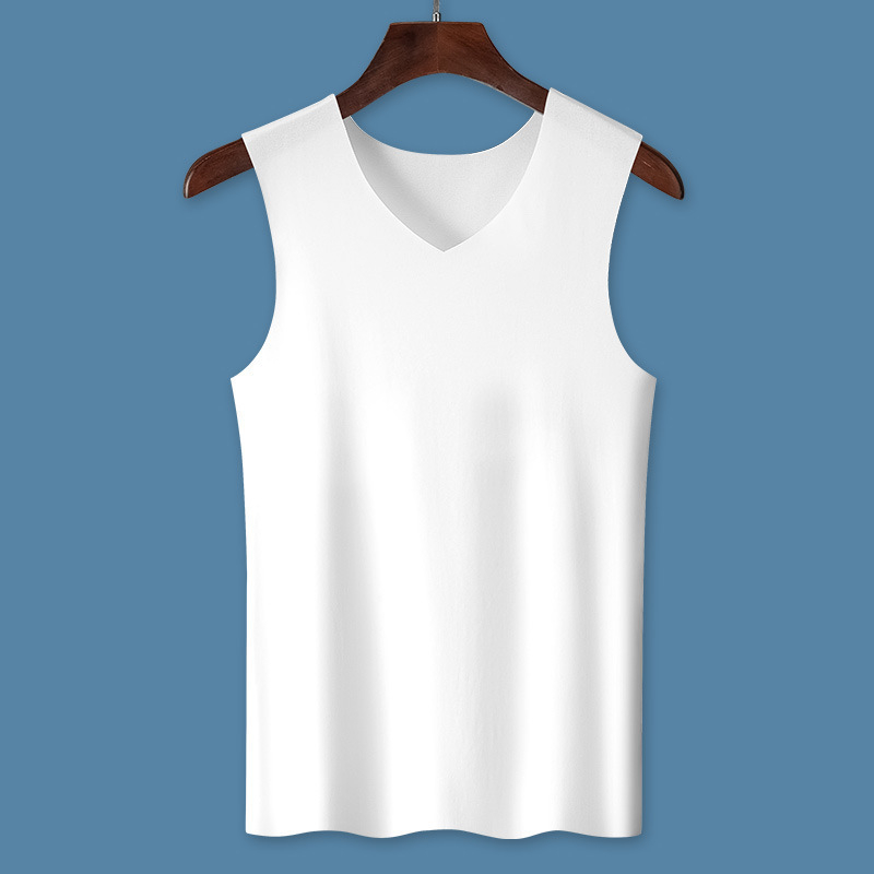Ανδρικό αμάνικο τοπ από 100% βαμβάκι, στενή γραμμή, χωρίς μανίκια, στρογγυλό ή V-λαιμό, καλοκαιρινό μοντέλο 2025
