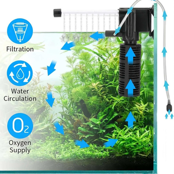 Υποβρύχιο φίλτρο ενυδρείου με ενσωματωμένο σύστημα τριών σε ένα τύπου σταγόνας για ήσυχη οξυγόνωση (RS-602, πλαστικό)