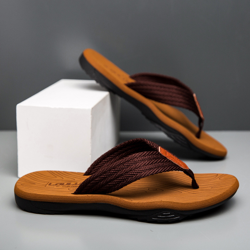 Muške platnene japanke s PU potplatom, otvoreni prst, Slip-On, ljetni model 2025