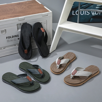 Flip-flops bărbați cu partea superioară din pânză, talpă EVA, tehnologie viscoză — vară 2024