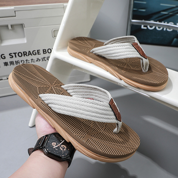 Flip-flops bărbați cu partea superioară din pânză, talpă EVA, tehnologie viscoză — vară 2024