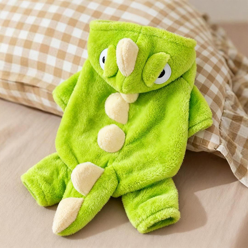 Odjeća za četveronožne ljubimce — sladak motiv dinosaura, flanel materijal, za sve sezone