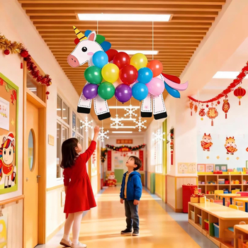 Set decor pentru grădiniță - accesorii foto suspendate cu placă KT și latex, stil drăguț de desen animat, pentru Anul Nou și începutul anului școlar, amenajare scenă