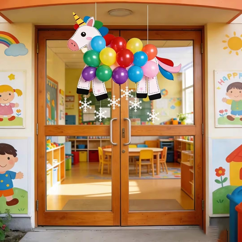 Set decor pentru grădiniță - accesorii foto suspendate cu placă KT și latex, stil drăguț de desen animat, pentru Anul Nou și începutul anului școlar, amenajare scenă