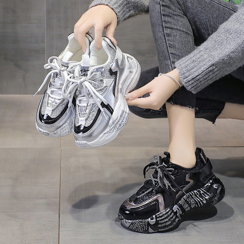 Pantofi dama cu talpă groasă, iarnă și toamnă, talpă EVA, vârf rotund