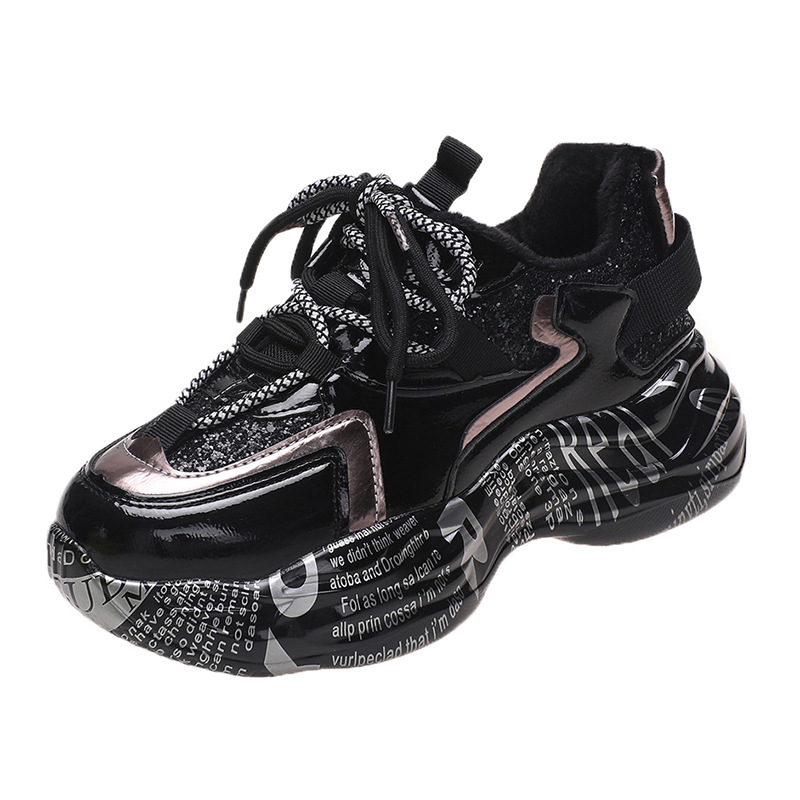 Pantofi dama cu talpă groasă, iarnă și toamnă, talpă EVA, vârf rotund